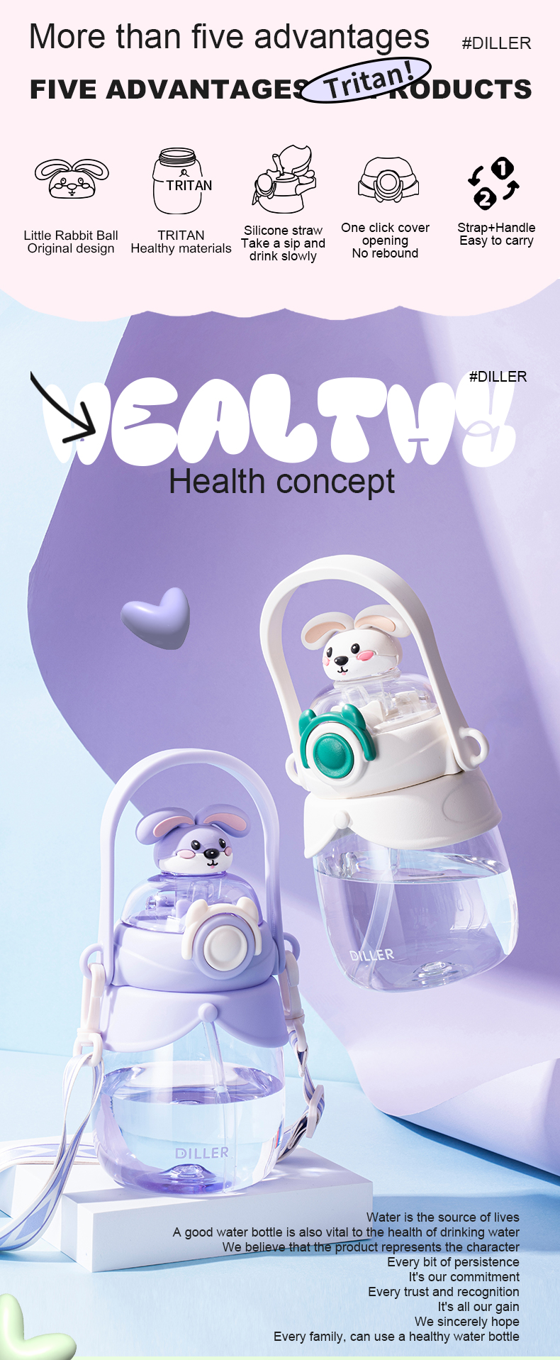 Rabbit Handle Straw Bottle Rabbit Handle Straw Bottle detail 2