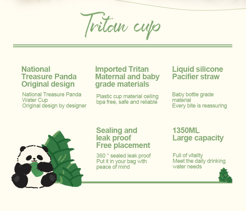 Panda Large-capacity Straw Jug detail 2