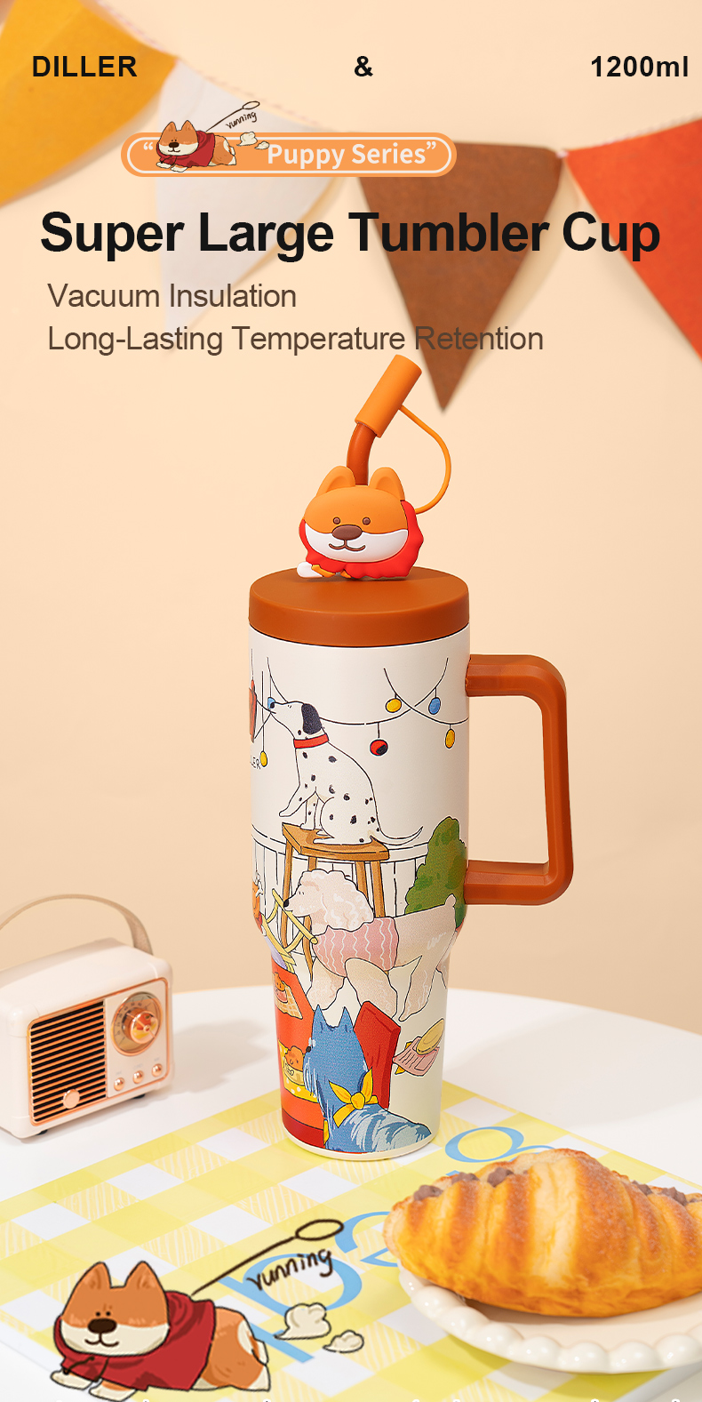 Handle Straw Insulated Tumbler detail 1