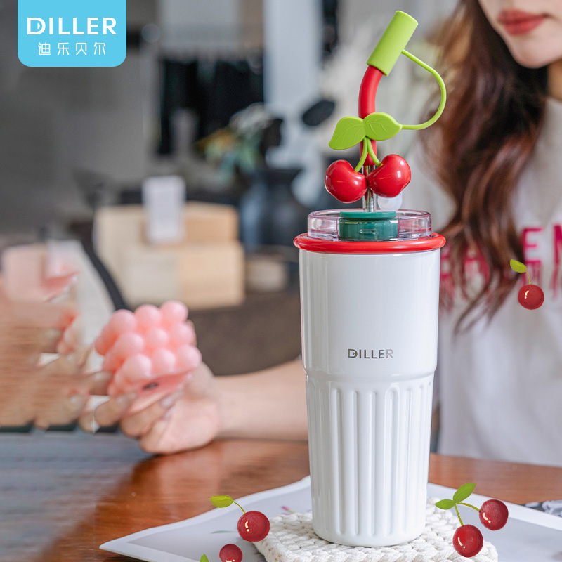 Cherry Straw Insulated Tumbler - Image 1 Cherry Straw Insulated Tumbler (D9236) product image 1