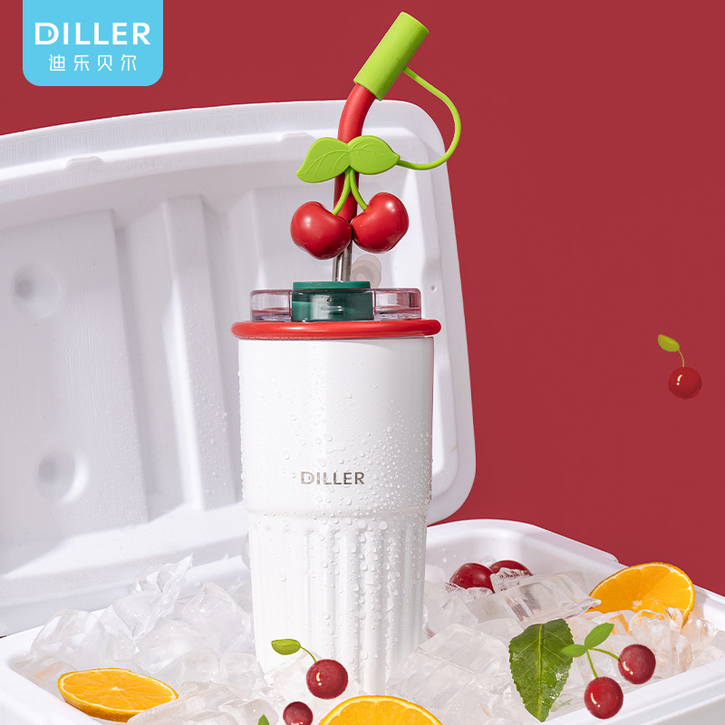 Cherry Straw Insulated Tumbler - Image 2 Cherry Straw Insulated Tumbler (D9236) product image 2