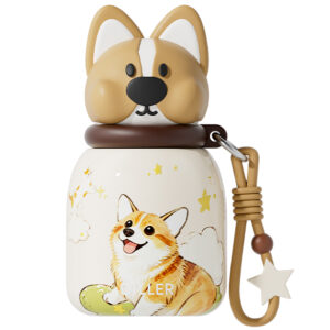 D9624 corgi kids insulated bottle with sculpted character lid
